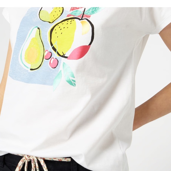 🌺 5/$30 🌺 Esprit 100% cotton white graphic Tee / Baby T with fruits and avocado - Picture 4 of 10